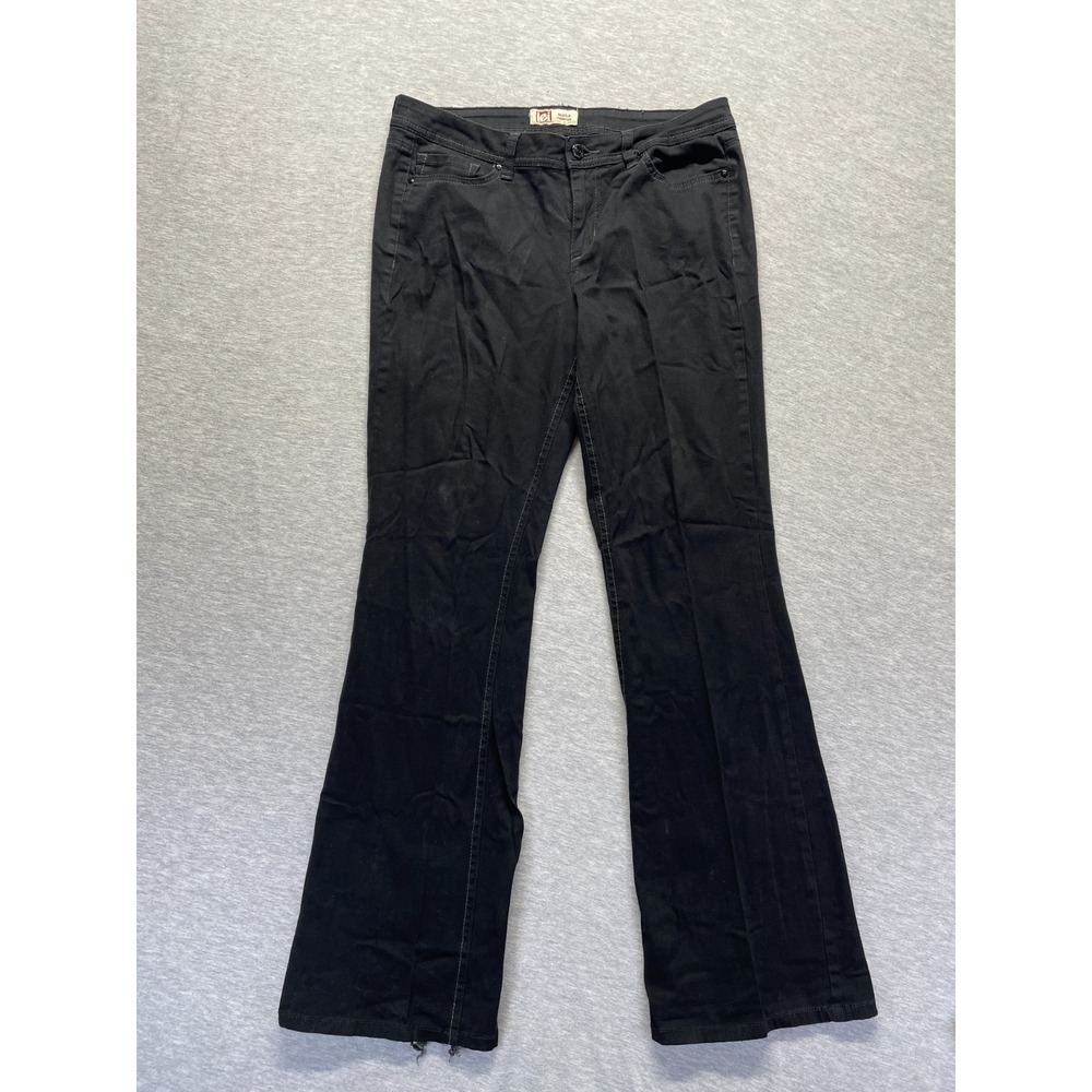 Vintage Lei Sophia Hipster Flared Jeans Womens 11 Black Dark Wash Denim Mid Rise